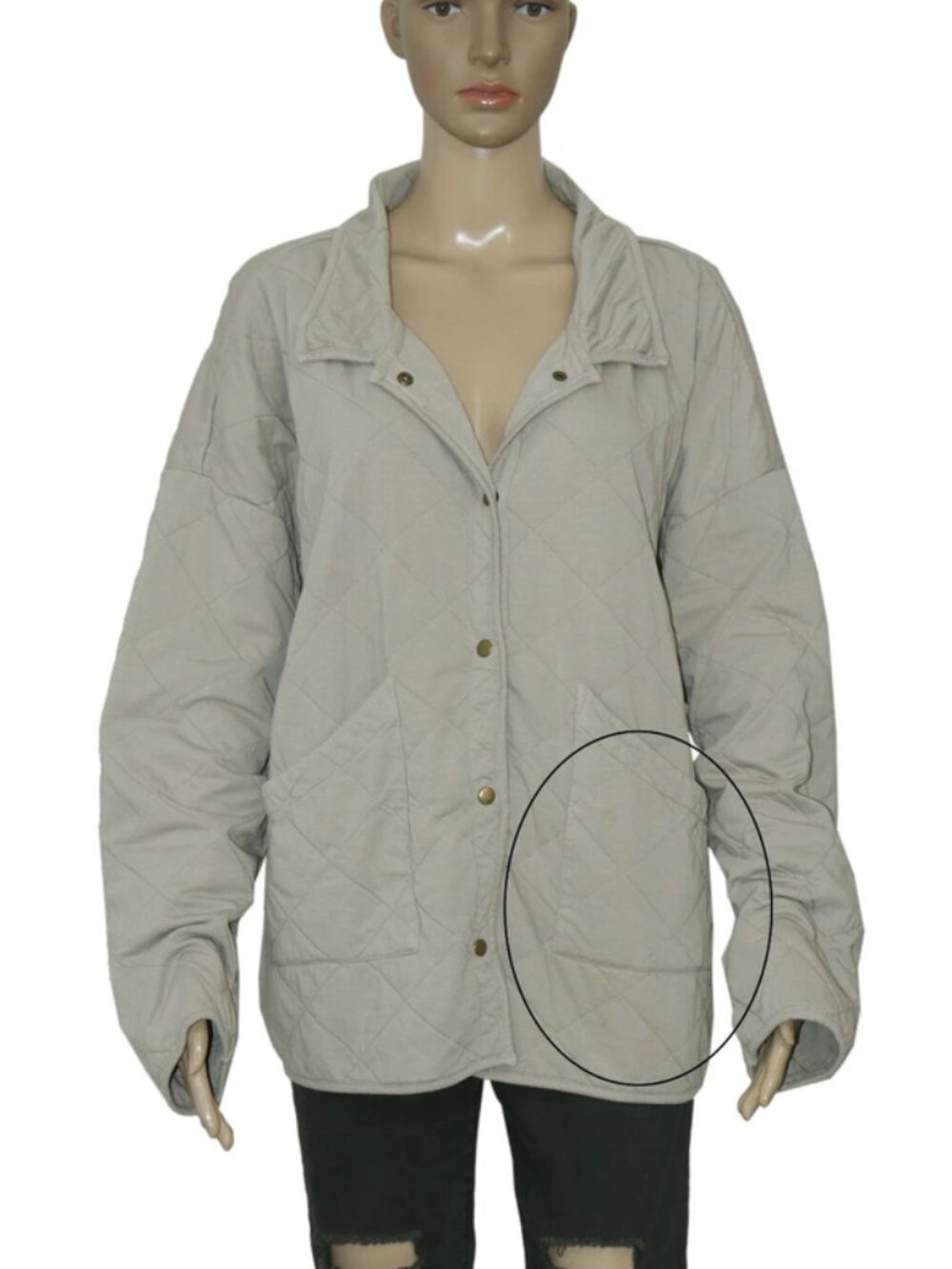 Urban Outfitters Push Tab Long Sleeve Gray Cotton Bomber Jacket L XL